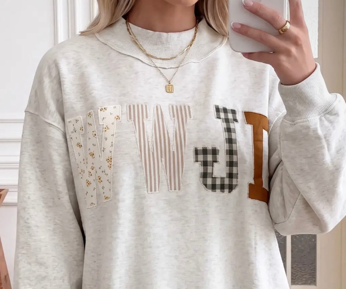 WWJD Embroidered Mock Neck Sweatshirt